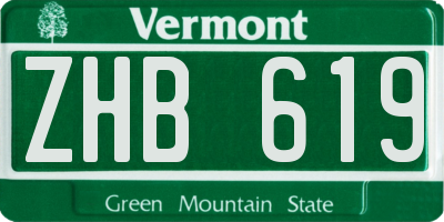 VT license plate ZHB619