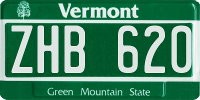 VT license plate ZHB620