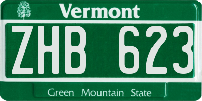 VT license plate ZHB623