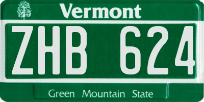 VT license plate ZHB624