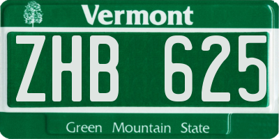 VT license plate ZHB625