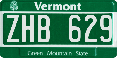 VT license plate ZHB629