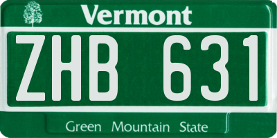 VT license plate ZHB631