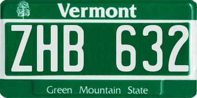 VT license plate ZHB632