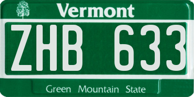 VT license plate ZHB633