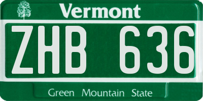 VT license plate ZHB636