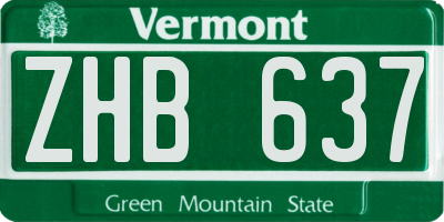 VT license plate ZHB637
