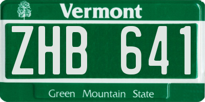 VT license plate ZHB641