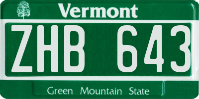 VT license plate ZHB643