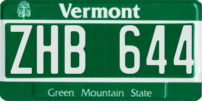 VT license plate ZHB644