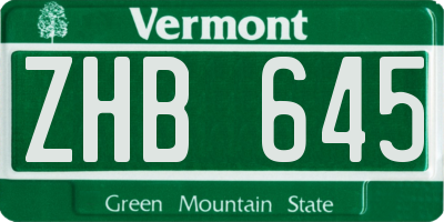 VT license plate ZHB645