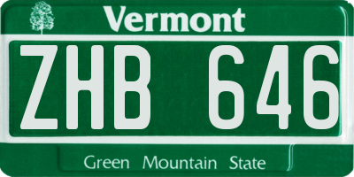 VT license plate ZHB646