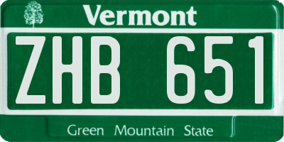 VT license plate ZHB651