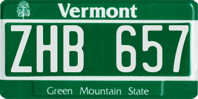 VT license plate ZHB657