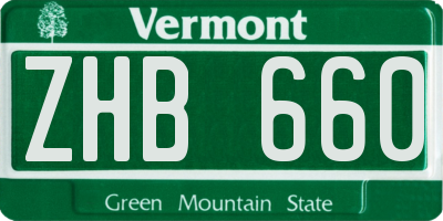 VT license plate ZHB660