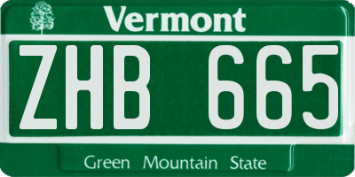 VT license plate ZHB665