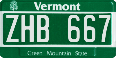 VT license plate ZHB667