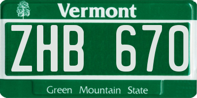 VT license plate ZHB670
