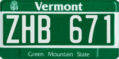 VT license plate ZHB671