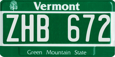 VT license plate ZHB672