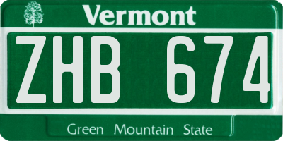 VT license plate ZHB674