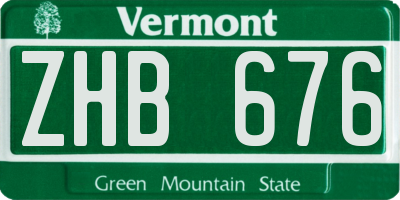 VT license plate ZHB676