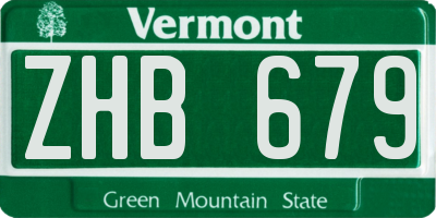 VT license plate ZHB679