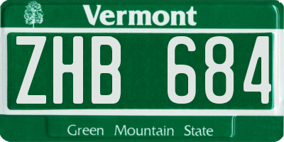 VT license plate ZHB684