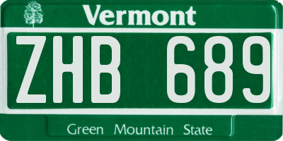 VT license plate ZHB689