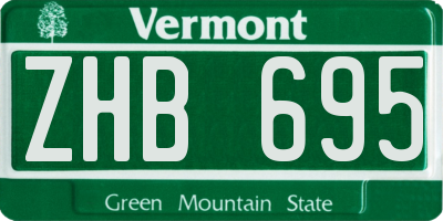 VT license plate ZHB695