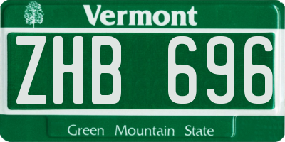 VT license plate ZHB696