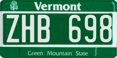 VT license plate ZHB698