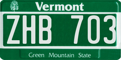 VT license plate ZHB703