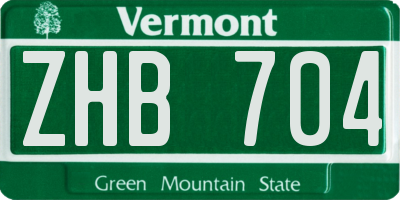 VT license plate ZHB704