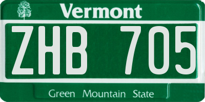 VT license plate ZHB705