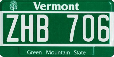 VT license plate ZHB706