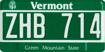 VT license plate ZHB714