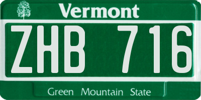 VT license plate ZHB716