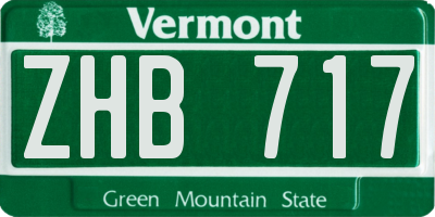 VT license plate ZHB717