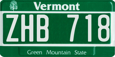 VT license plate ZHB718