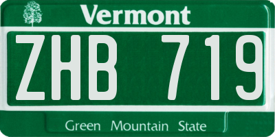 VT license plate ZHB719