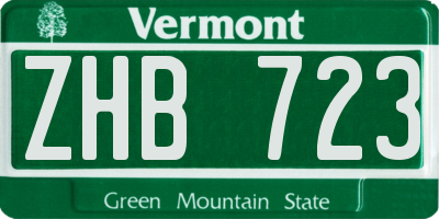 VT license plate ZHB723