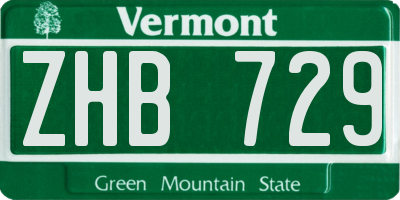 VT license plate ZHB729