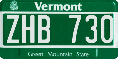 VT license plate ZHB730