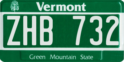 VT license plate ZHB732