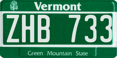 VT license plate ZHB733