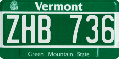 VT license plate ZHB736