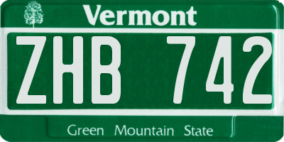 VT license plate ZHB742