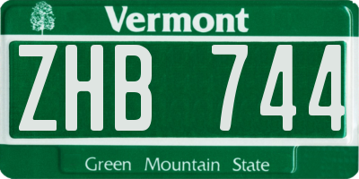 VT license plate ZHB744