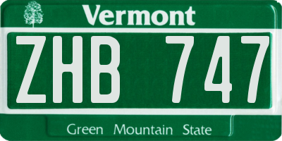 VT license plate ZHB747